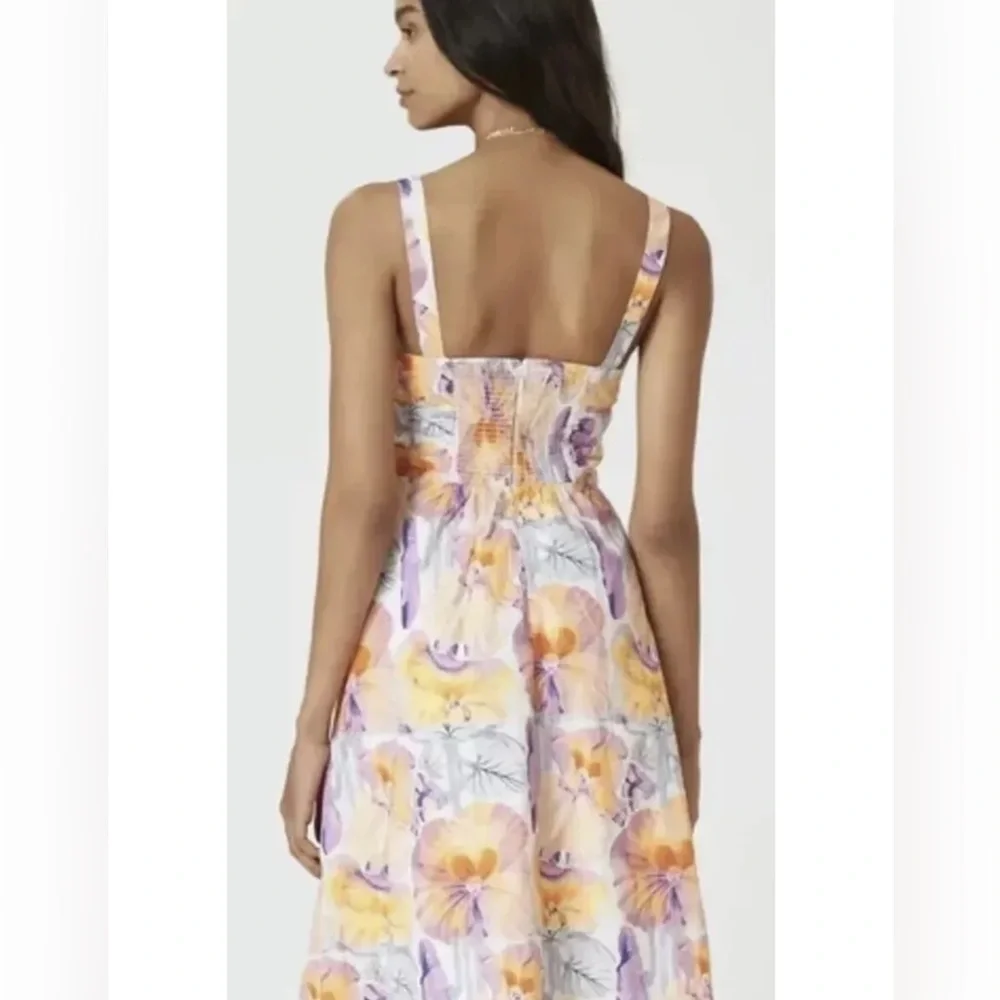 Cecilia Pettersson for Anthropologie Floral Print bow cinched waist midi Dress - Picture 4 of 10